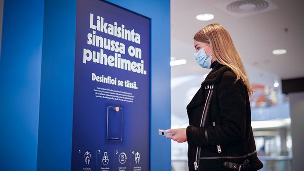 Finland turns billboards into disinfection stations for mobile phones