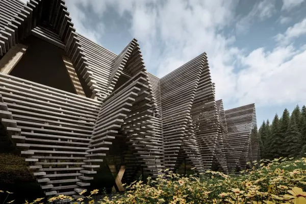 Természetes geometria – Látványos faháromszögekből épül új hotelszárny Szlovéniában