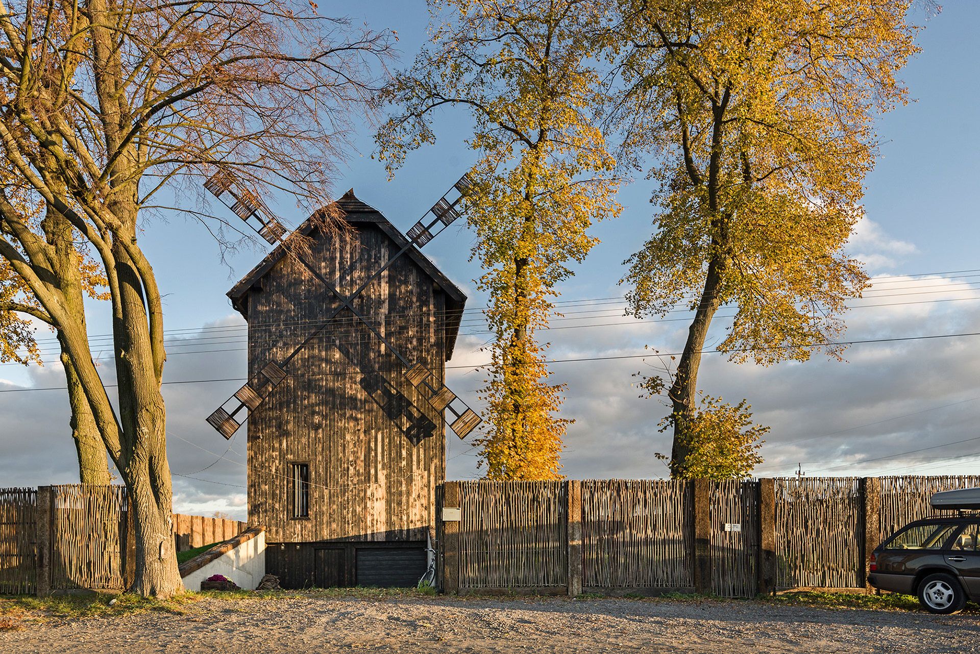 An old windmill was remodeled into a residential house in Poland