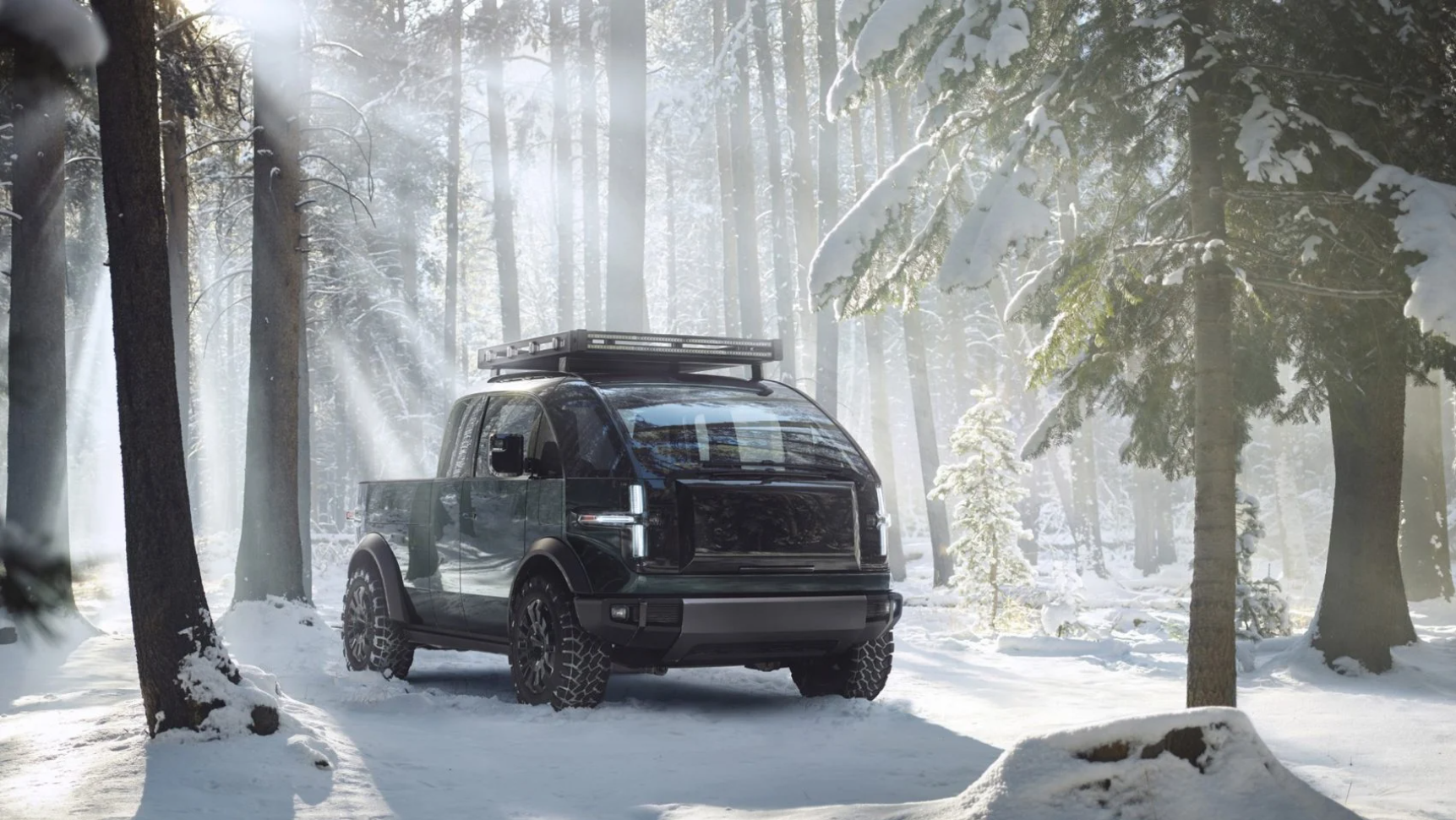 You can work from the middle of the forest in the comfort of your Canoo electric pickup
