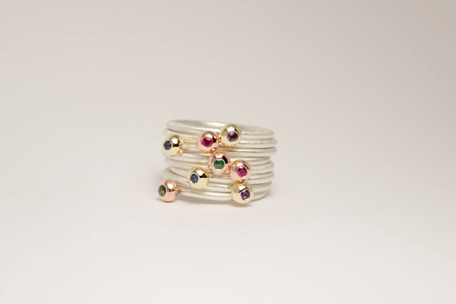 Jewellery Rings Solitaire Rings Arabesque crocheted ring with labradorite in rose gold-plated silver or gold 