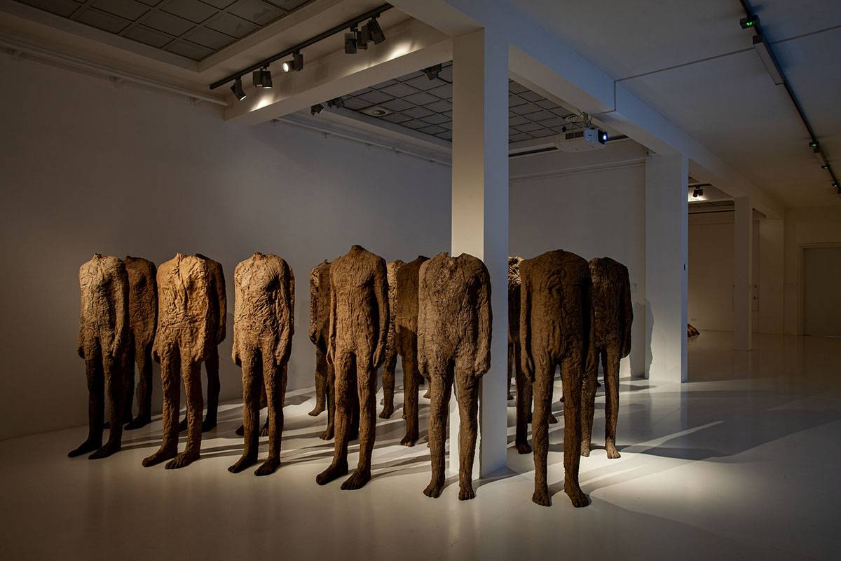 Sculptures wrapped in textiles by Magdalena Abakanowicz