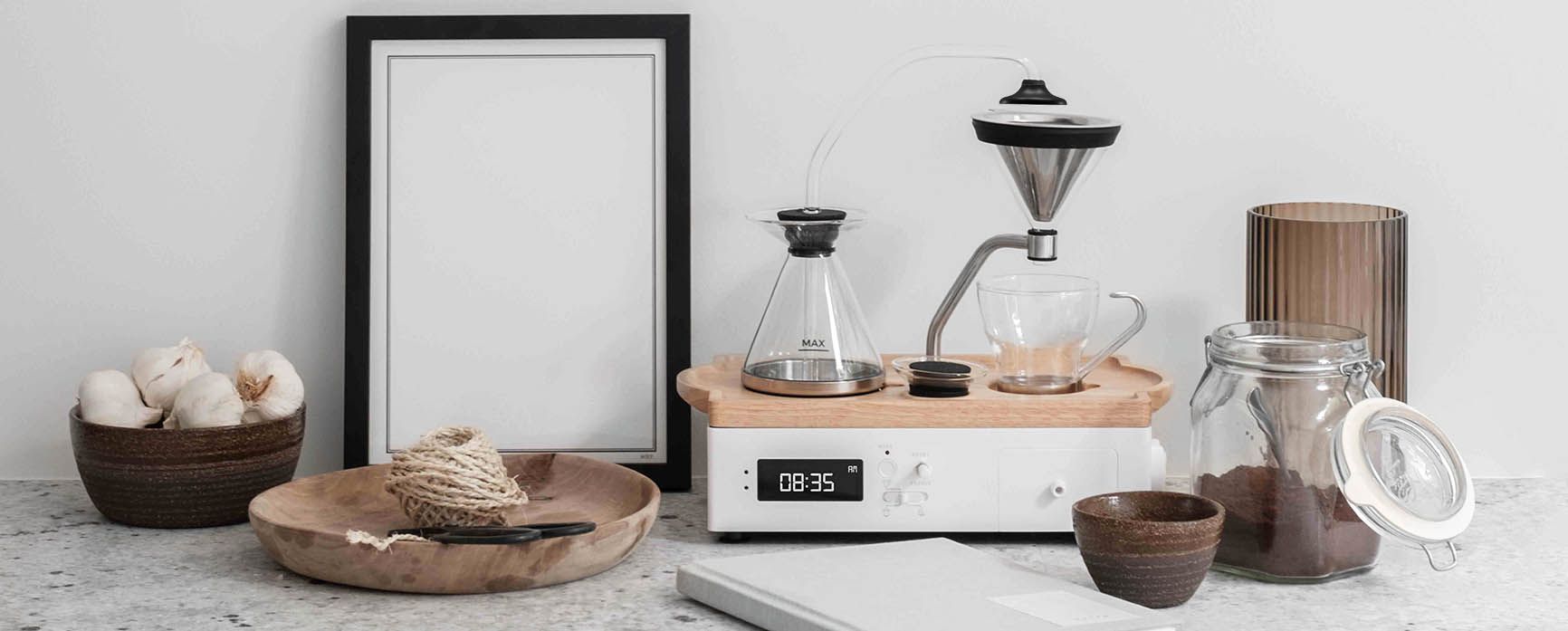 White Barisieur Coffee Alarm Clock by Joy Resolve