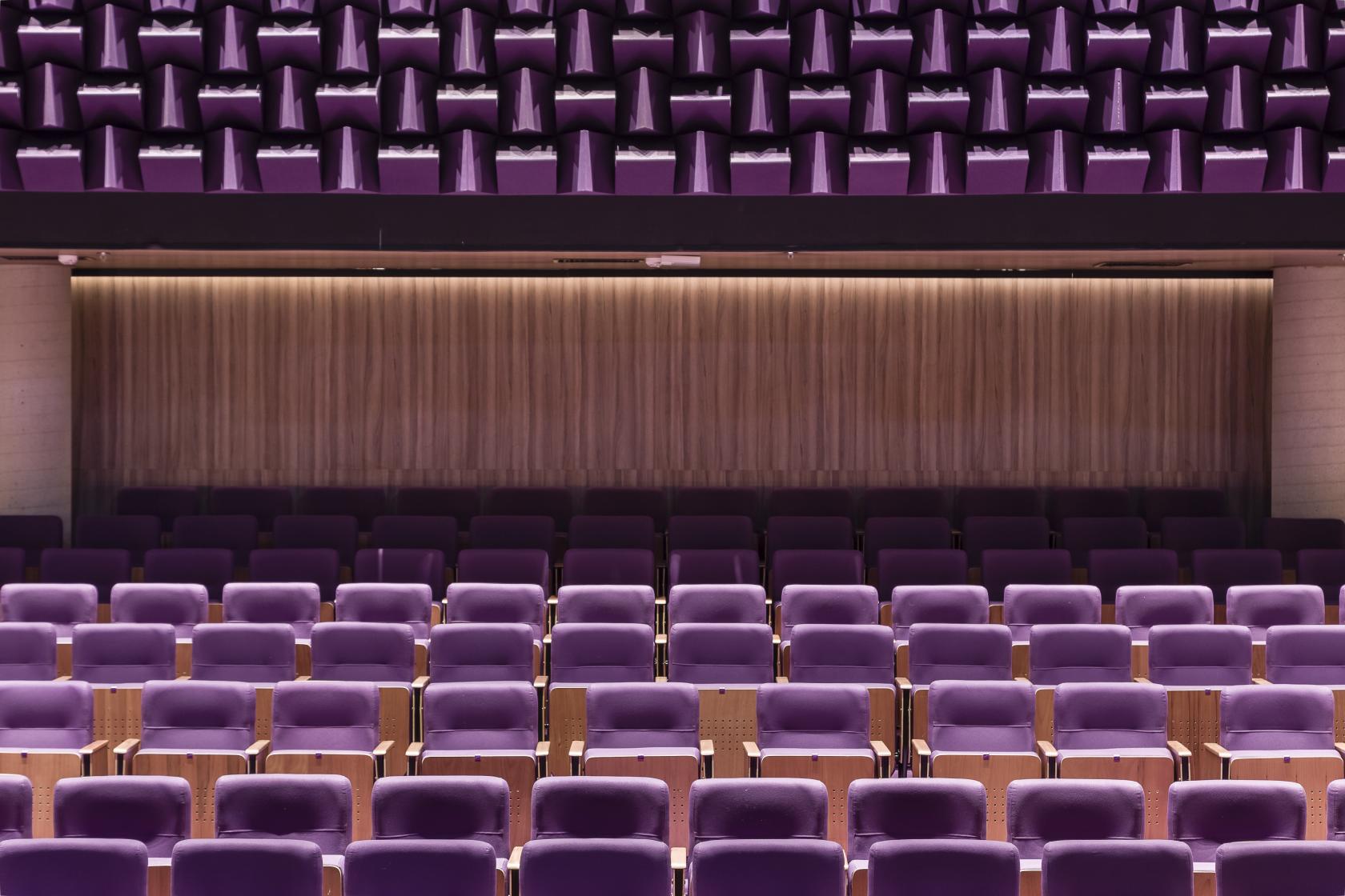 A newly renovated cinema glow in the color of the year 2022