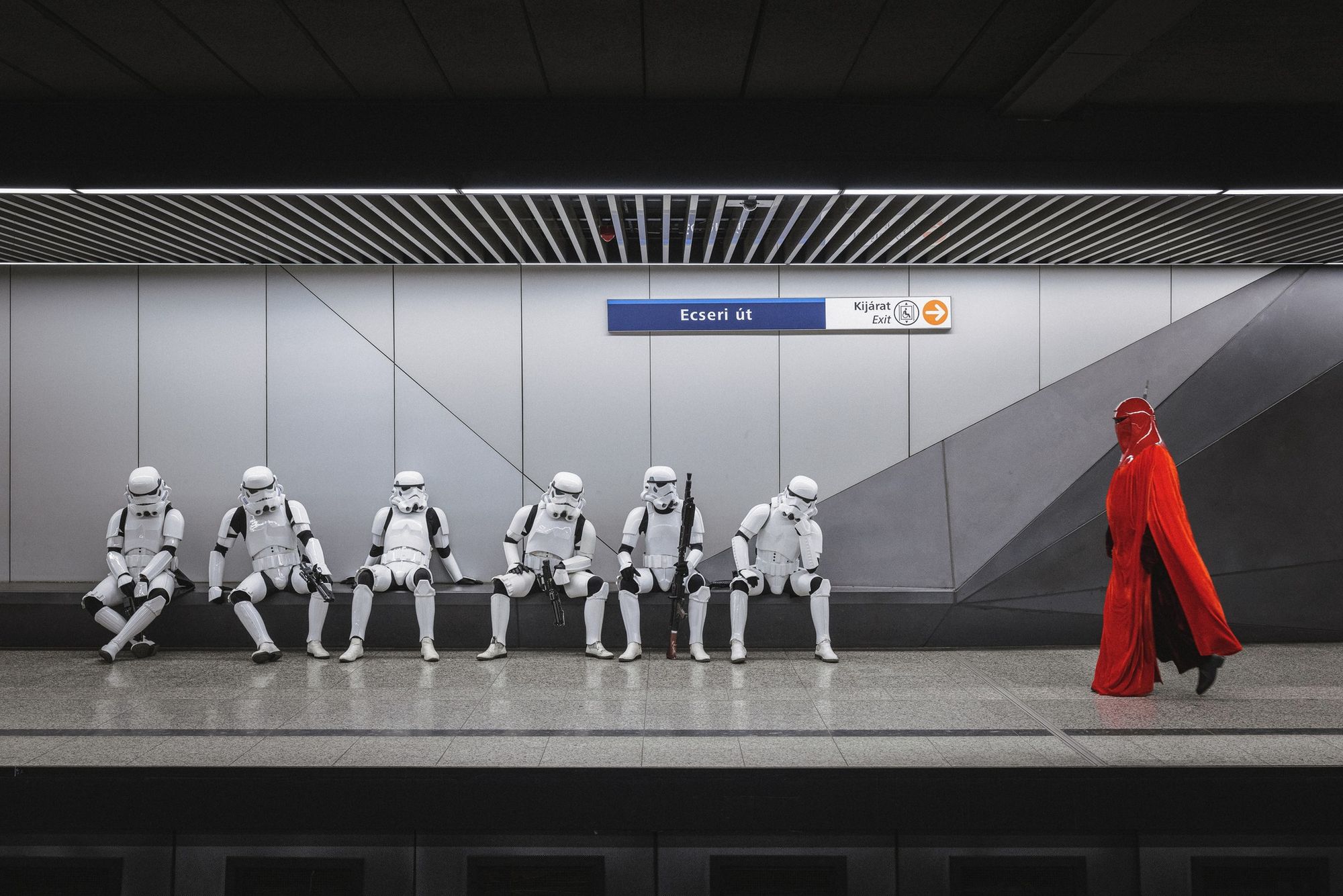 Stormtroopers in the Budapest metro