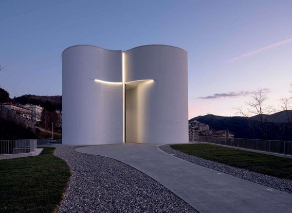 Monolithic white church built in southern Italy
