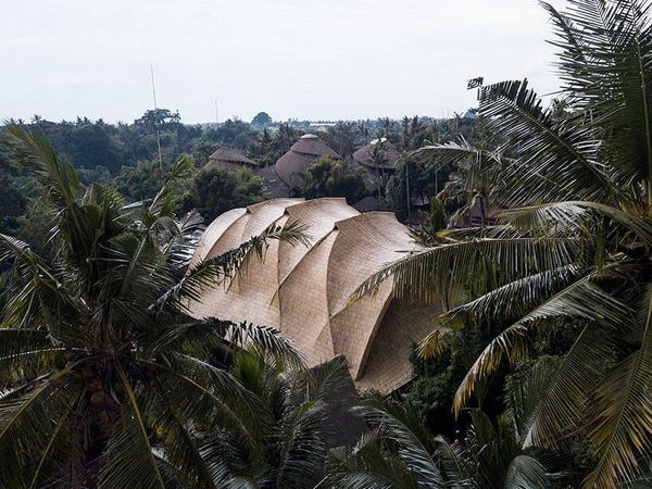Ívelt bambusztető fedte iskola Balin