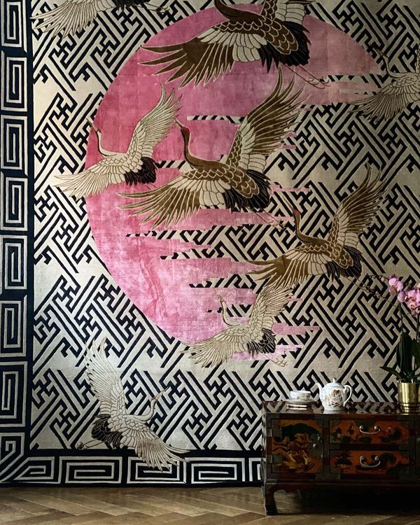 Oriental-inspired Pink Moon rug by Wendy Morrison at S/ALON BUDAPEST