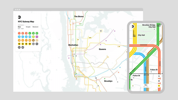Transportation in New York is facilitated by a real-time subway map