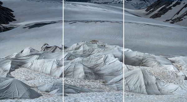 Glacier's ice melt is slowed down with giant blankets in the Alps