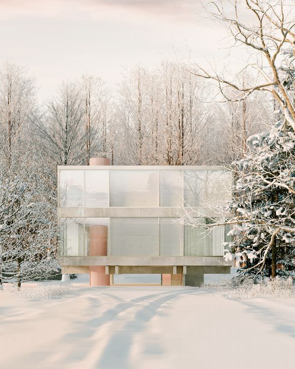 Téli táj ihlette képzeletbeli ház