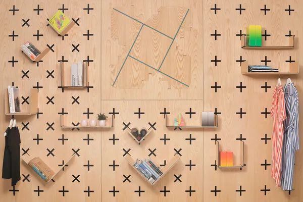 Design falburkolat, hajtogatható polcokkal | Plié Wall Sys