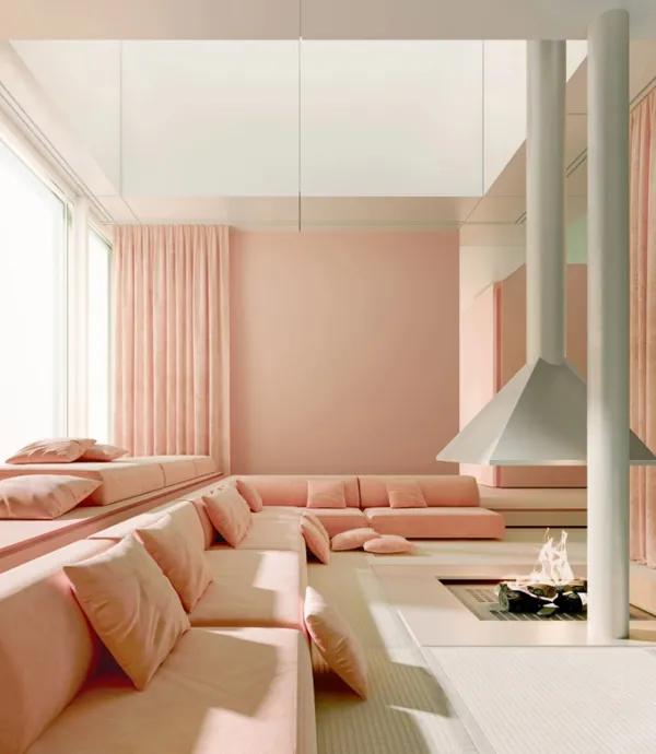 A dreamlike winter house in virtual space