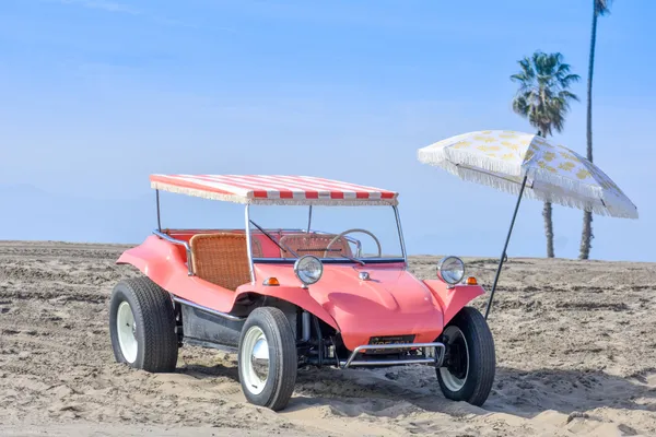 Volkswagen Beetle decked out in beach gear
