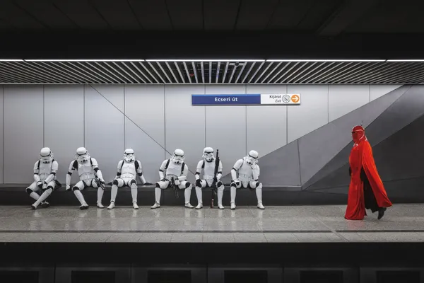 Stormtroopers in the Budapest metro